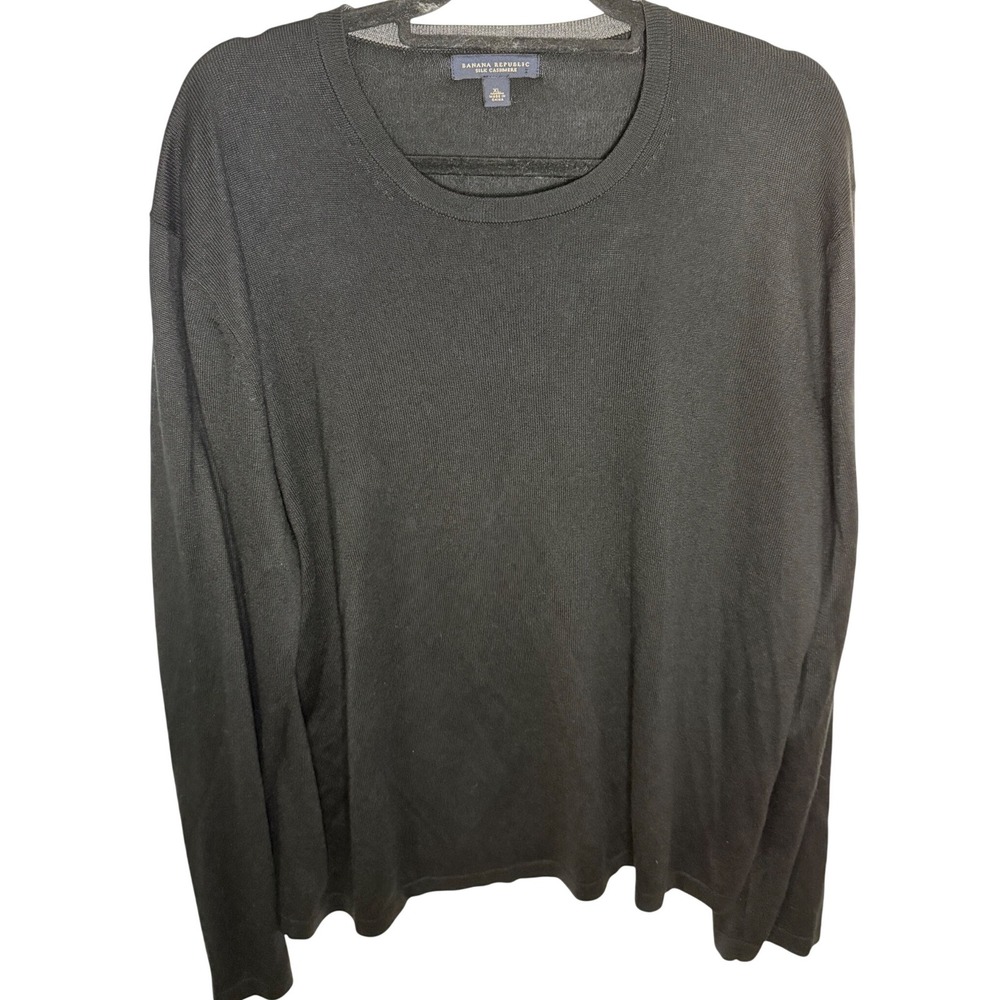 Banana Republic Silk Cashmere‎ Blend Sweater Men's XL Black Crewneck Classic